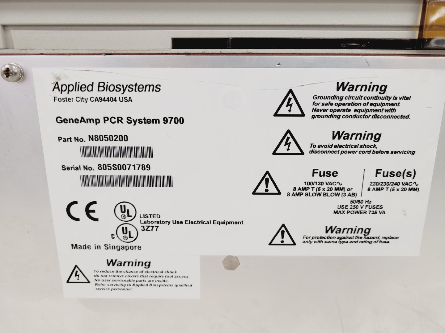 Image of Applied Biosystems GeneAmp PCR System 9700 96 x 0.2ml Lab
