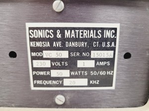 Thumbnail image of Sonics Materials Vibracell VD50 Ultrasonic Homogeniser Lab