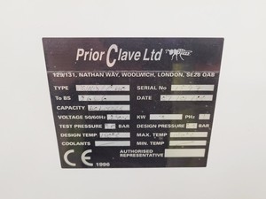 Thumbnail image of Priorclave Midas 40 Benchtop Autoclave PS/MID/C40 Lab Spares/Repairs