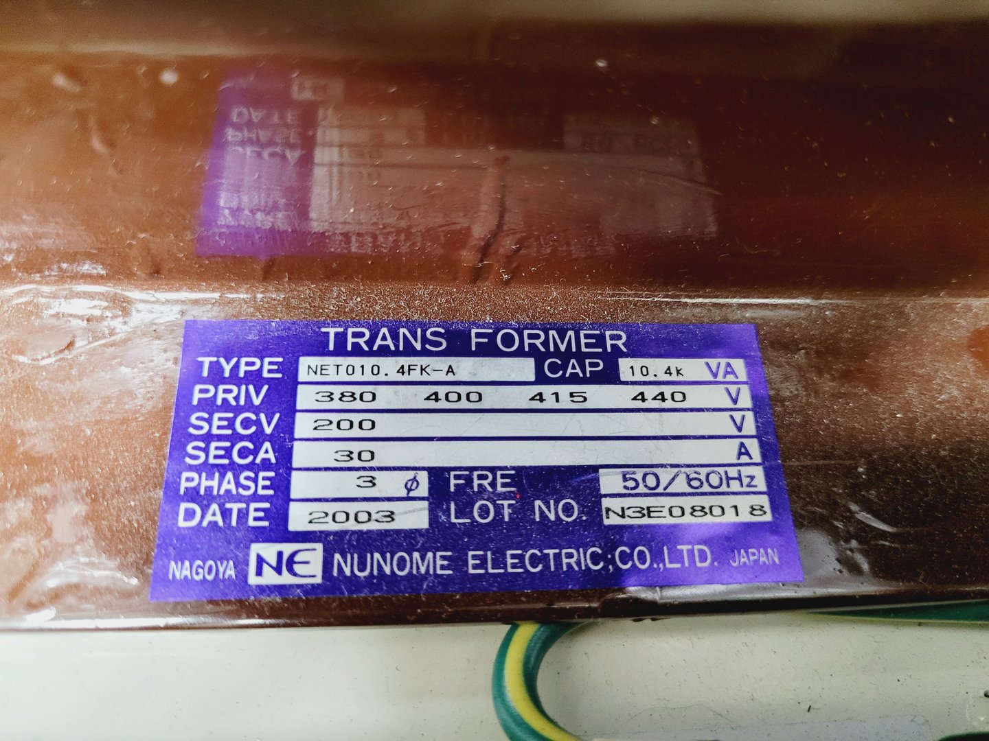 Image of Nunome Electric Transformer Type NET010.4FK-A