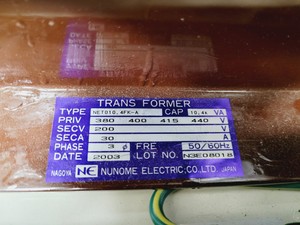 Thumbnail image of Nunome Electric Transformer Type NET010.4FK-A