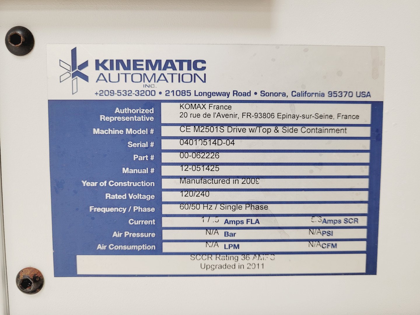 Image of Kinematic Automation Matrix 2501 Rotary Slitting Module CE M2501S Spares/Repairs