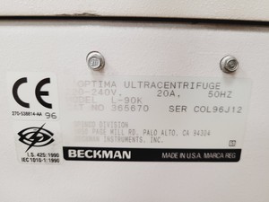 Thumbnail image of Beckman Optima L-90K Ultracentrifuge Lab