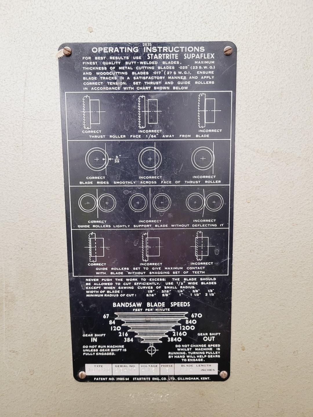 Image of Startrite 18-T-10 Vertical Bandsaw
