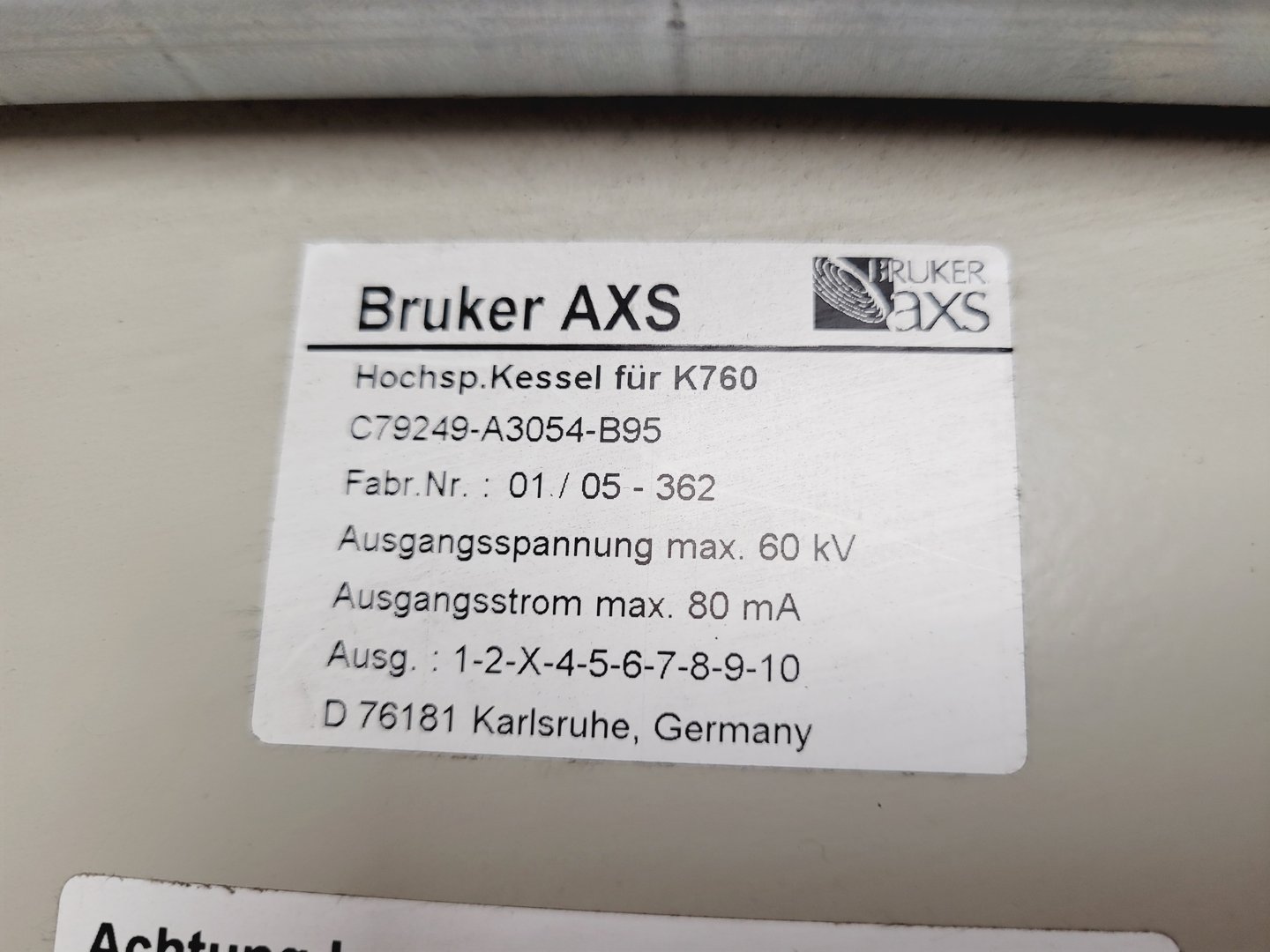 Image of Bruker D8 Advance Powder X-Ray Diffractometer XRD Spares or Repairs