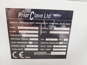 Thumbnail image of Priorclave PS/RSC/EH350 Rectangular Section Electrically Heated Autoclave Lab