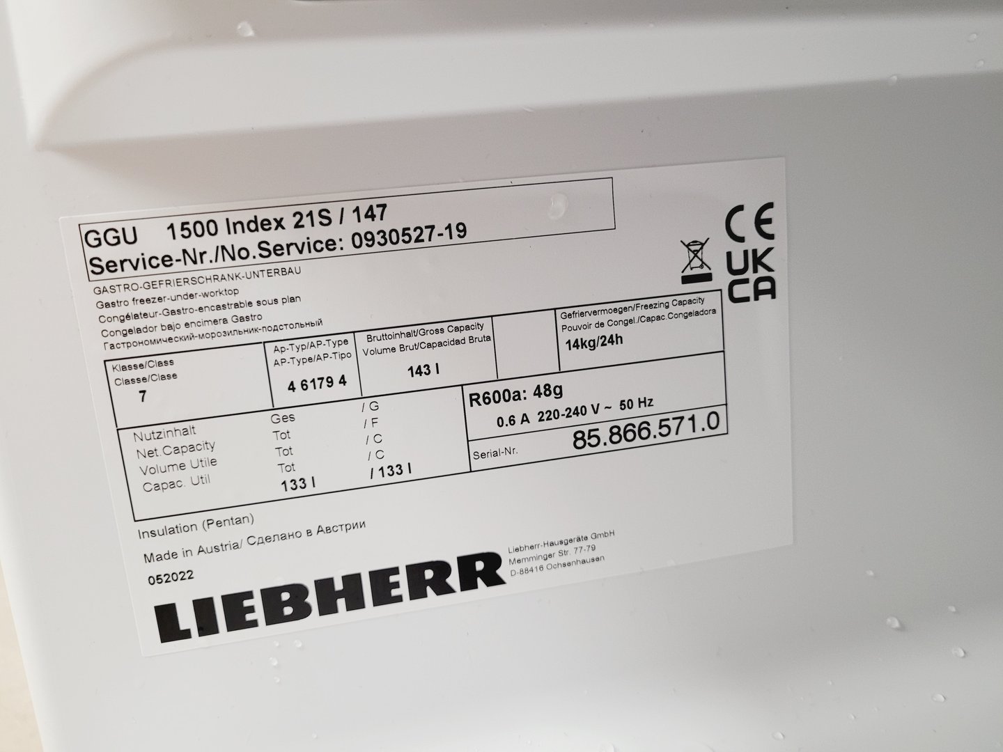 Image of Liebherr Premium Laboratory Freezer 4 6179 4 143L Lab