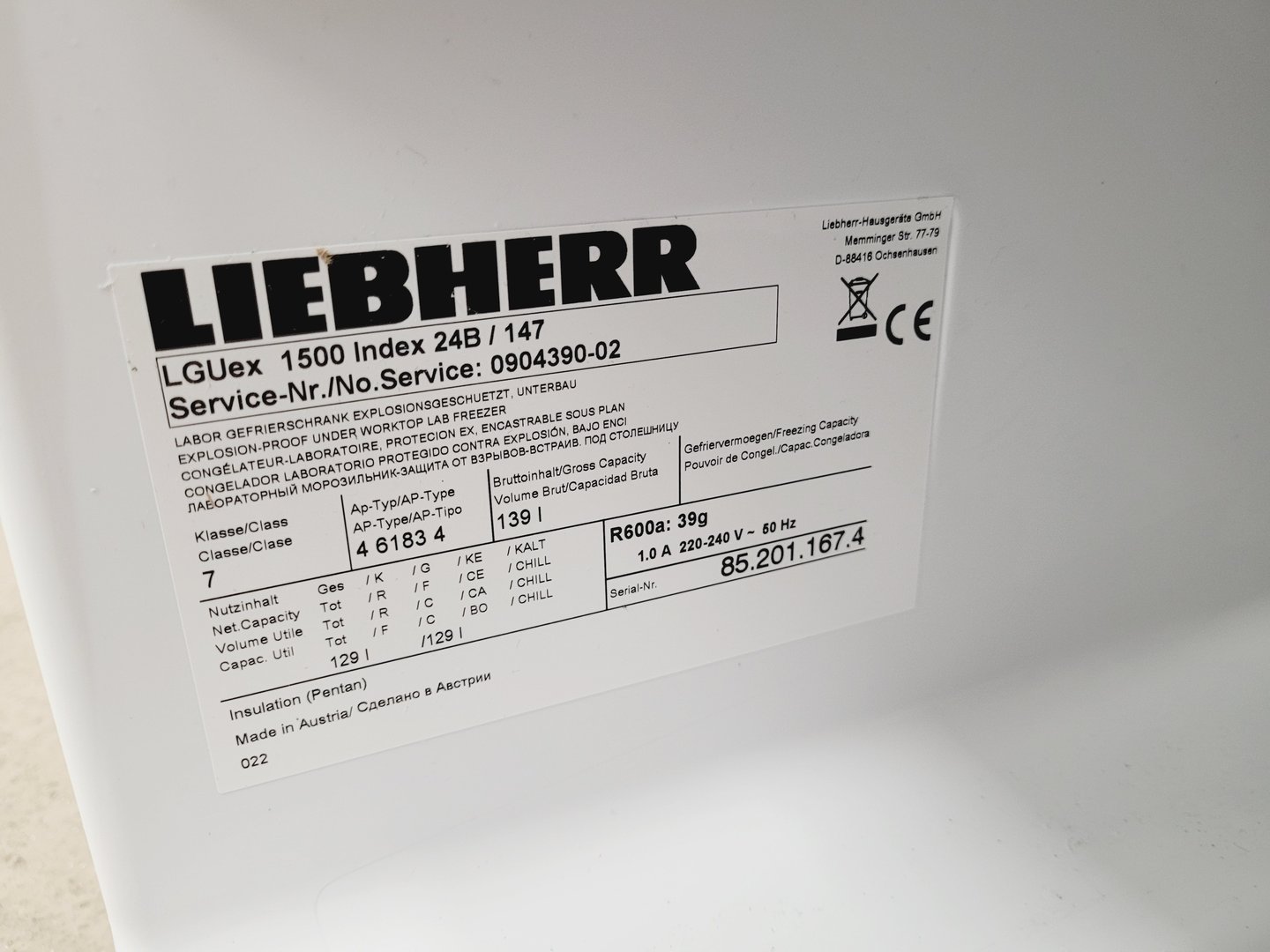 Image of Liebherr MediLine Laboratory Freezer 139 L Type 4 6183 4 Lab