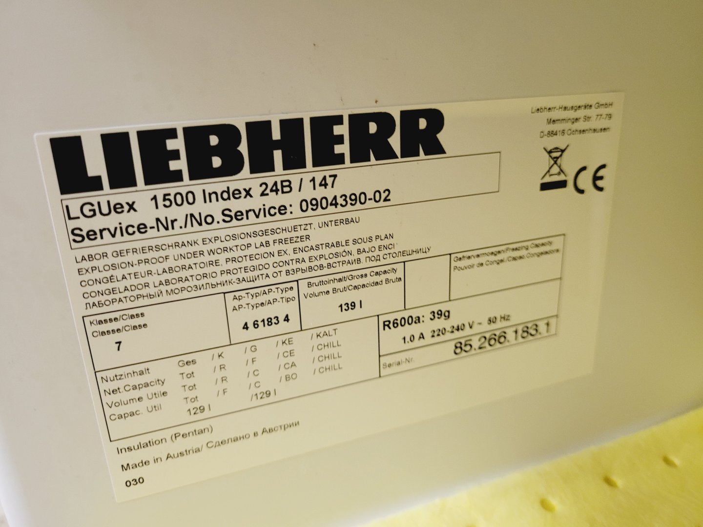 Image of Liebherr MediLine Laboratory Freezer  - 4 6183 4 - 139 L - Lab