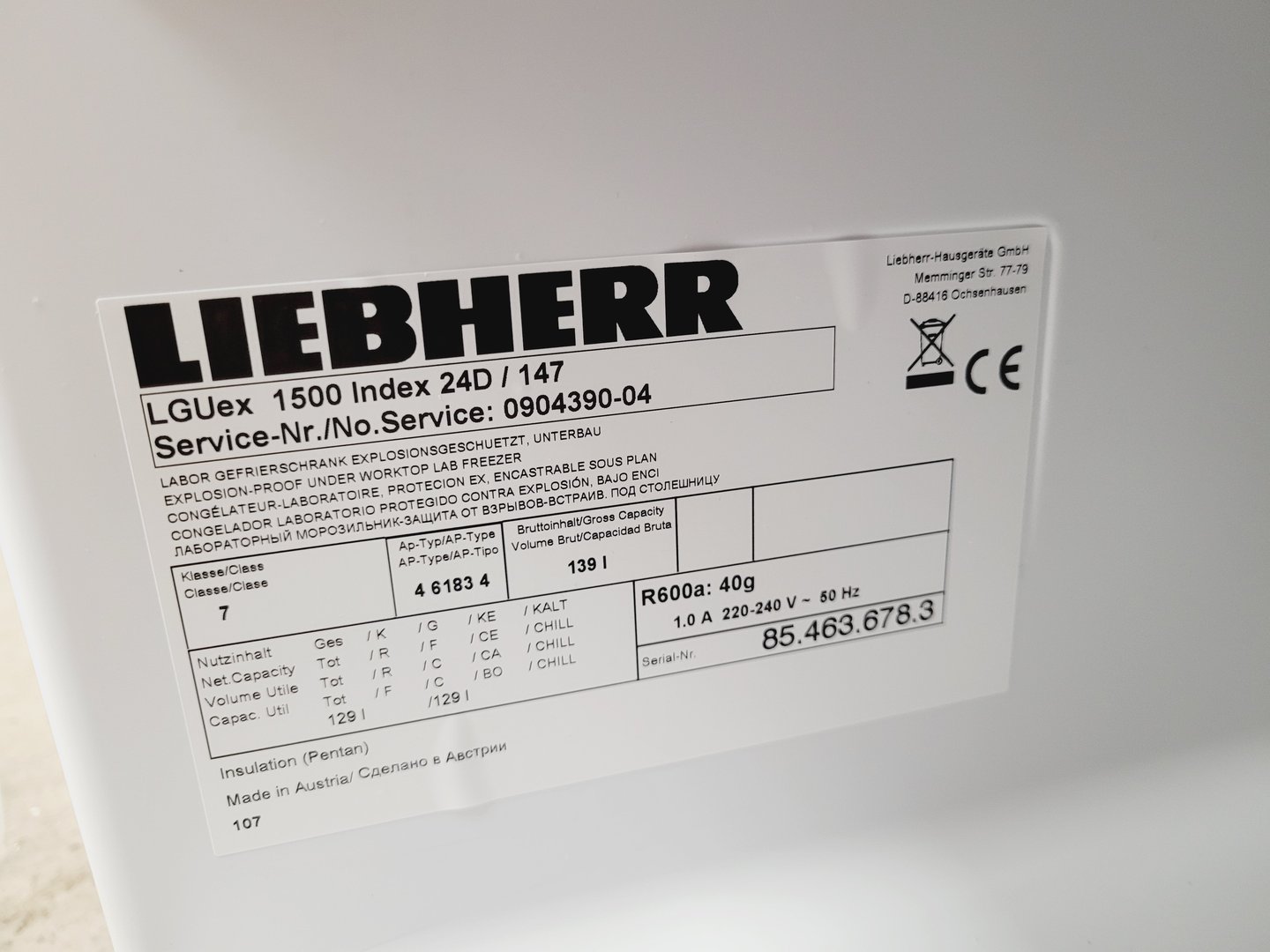 Image of Liebherr MediLine 139 L Laboratory Freezer Type 4 6183 4  Lab
