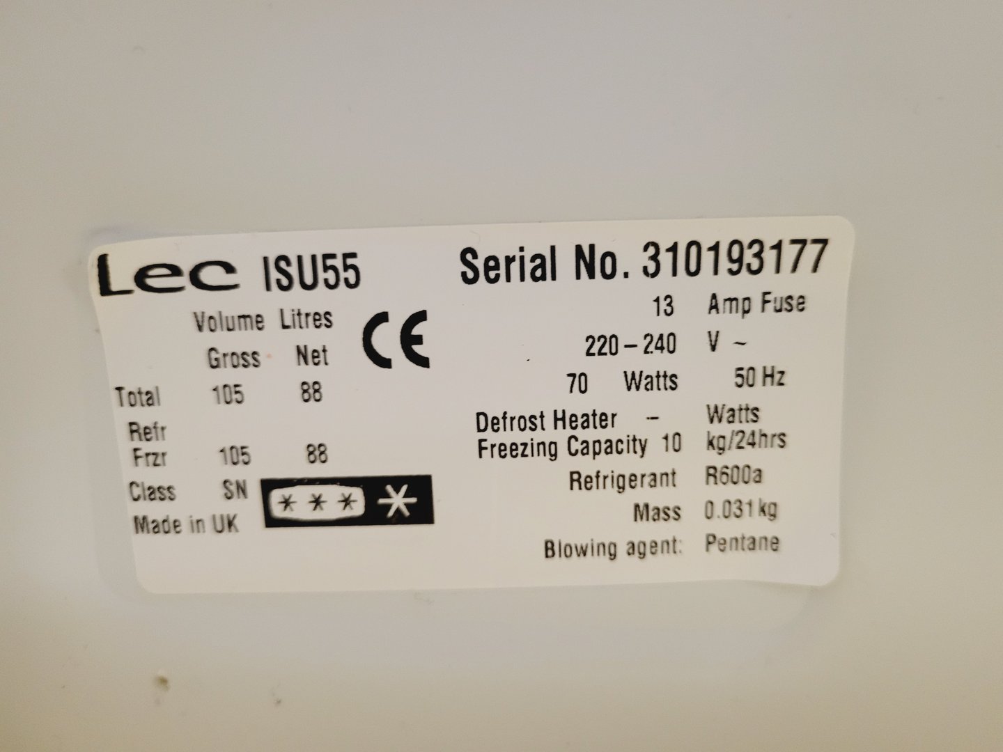 Image of Lec Technical ISU55 Laboratory Freezer Lab