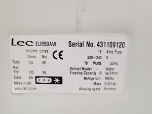 Thumbnail image of Lec EU550AW Laboratory Freezer Lab Spares/Repairs