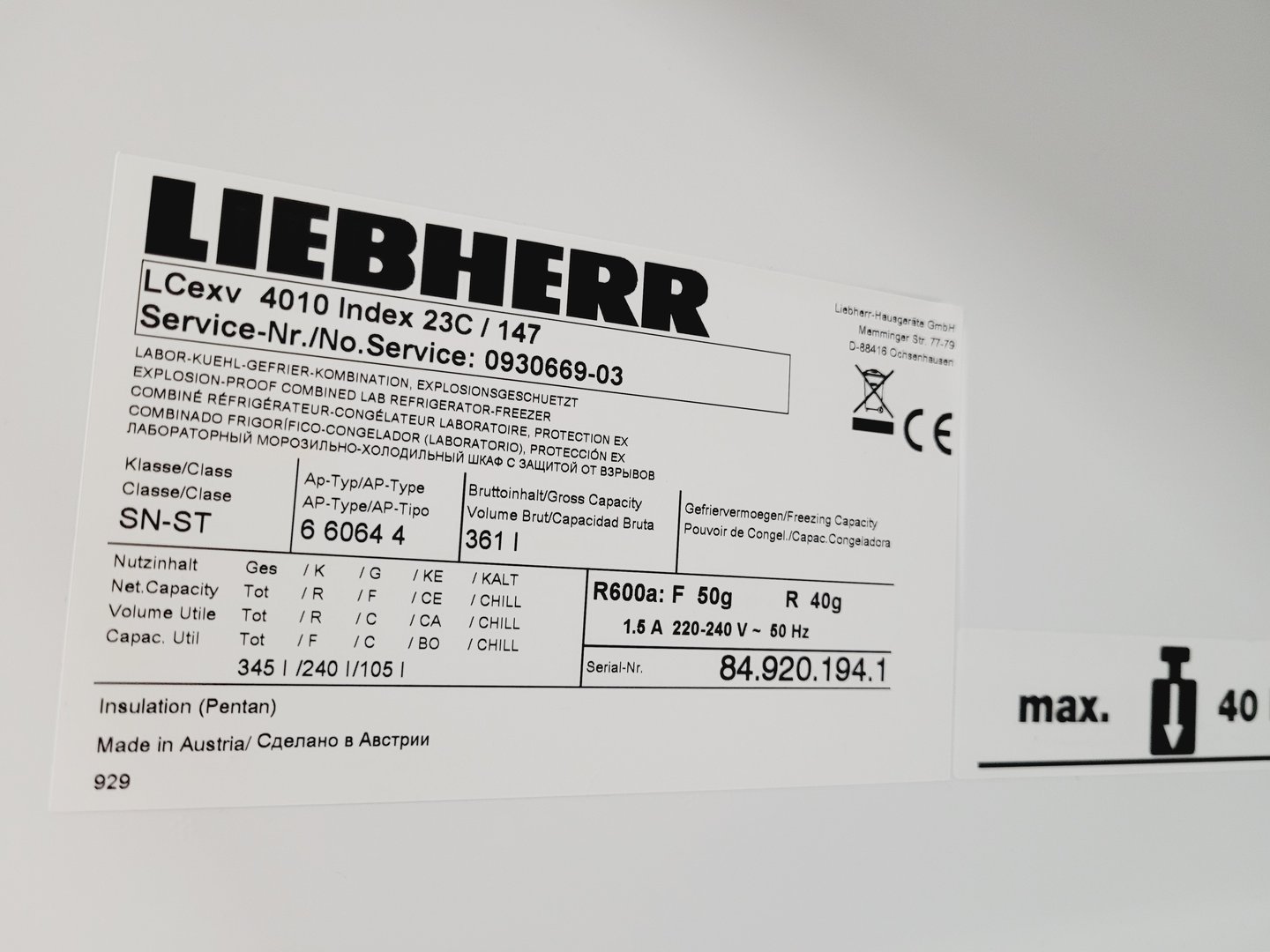 Image of Liebherr MediLine Laboratory Fridge Freezer  6 6064 4 Lab