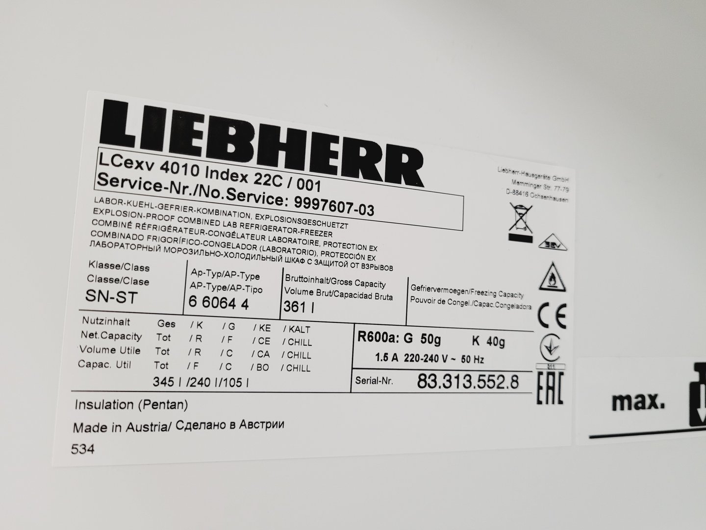 Image of Liebherr MediLine LCexv 4010 - Type 6 6064 4 Laboratory Fridge Freezer Lab