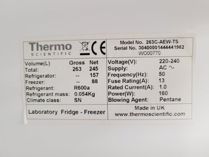 Thumbnail image of Thermo Scientific ES Series 263C-AEW-TS Laboratory Fridge Freezer Lab