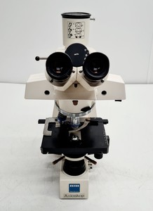 Thumbnail image of Carl Zeiss Axioskop EL Einsatz Microscope w/ 3 Objectives ACHROSTIGMAT Epiplan