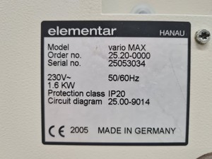Thumbnail image of Elementar Vario Max CNS Elemental Analyser Lab