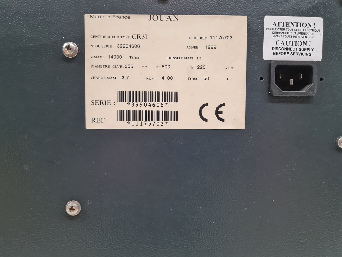 Image of Jouan CR3i Benchtop Centrifuge with T40 Rotor Lab Spares/Repairs