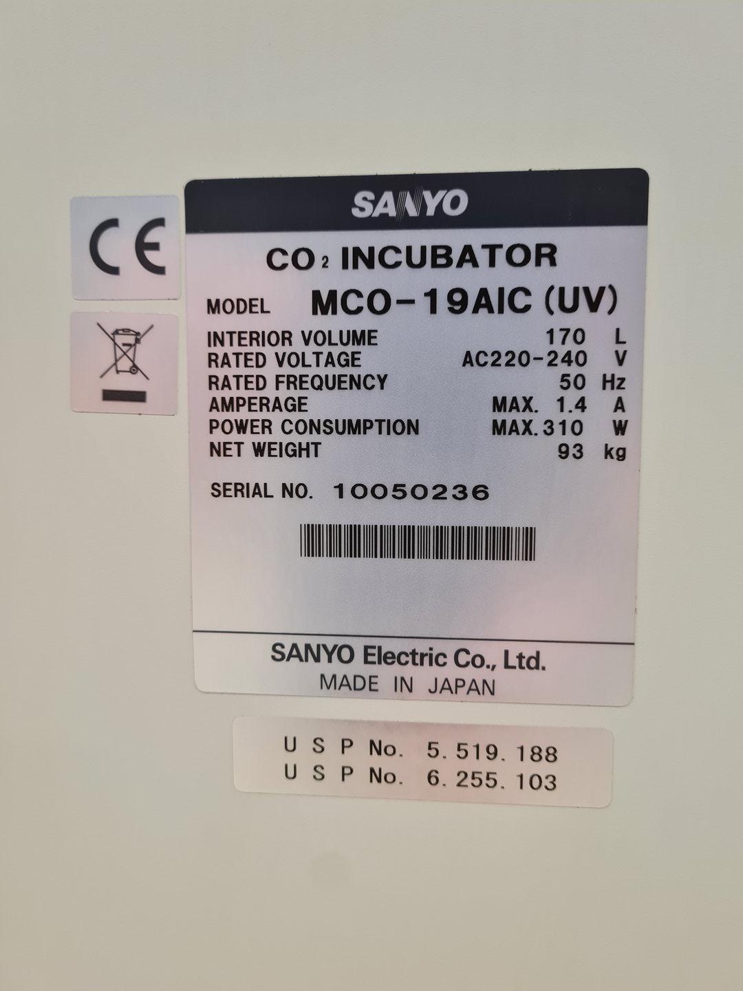 Image of Sanyo C02 Incubator Model: MCO-19AIC (UV) Lab Spares/Repairs