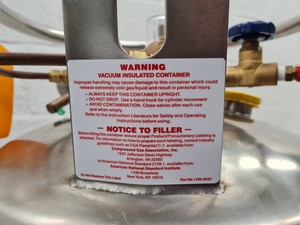 Thumbnail image of Taylor-Wharton Model XL-70 Vacuum Isolated Liquid Nitrogen Tank Lab