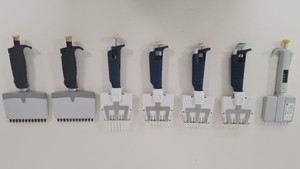 Thumbnail image of Lot Of 8/12 Channel Pipettes + Gilson Carrousel Pipette Stand Lab