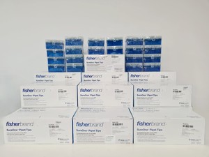 Image of 17 Boxes of Mixed FisherBrand SureOne Pipet Tips Non filter + Aerosol Barrier