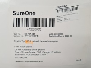 Thumbnail image of 17 Boxes of Mixed FisherBrand SureOne Pipet Tips Non filter + Aerosol Barrier 