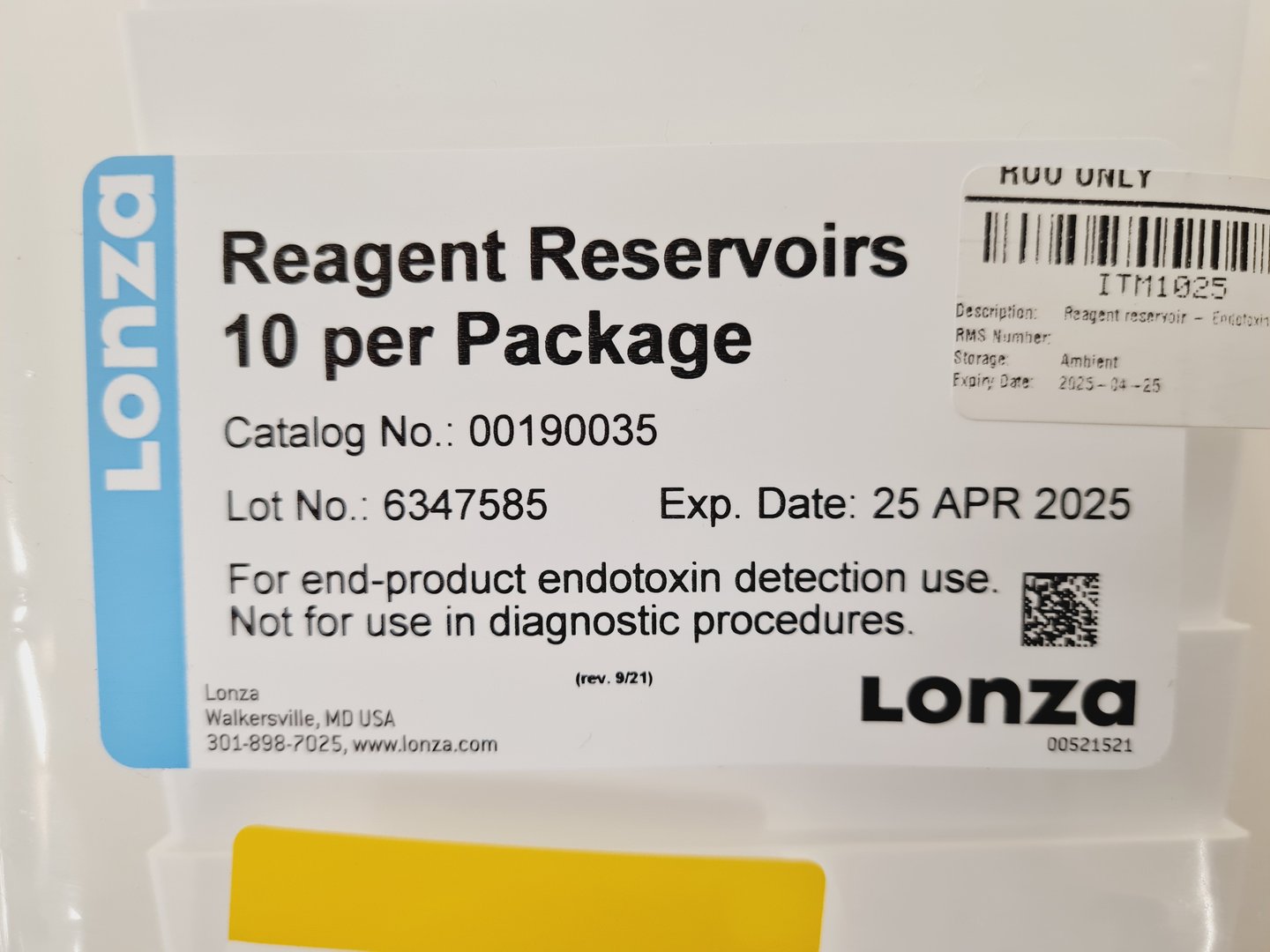 Image of 12 x Packs of 10 Lonza Reagent Reservoirs CN 00190035 Lab