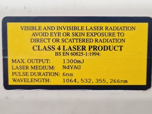 Thumbnail image of Spectron Laser Systems SL805G SL805G-10 Laboratory Laser System Lab Faulty