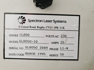 Thumbnail image of Spectron Laser Systems SL805G SL805G-10 Laboratory Laser System Lab Faulty