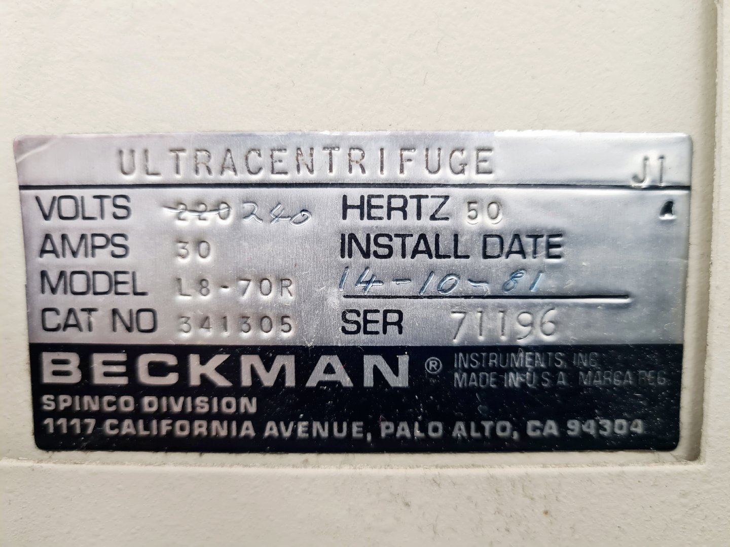 Image of Beckman L8-70 Ultracentrifuge Floor Standing Laboratory Centrifuge Lab Faulty