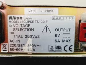 Thumbnail image of Nikon Eclipse TS100 Inverted Fluorescence Microscope with 4 x LWD Objectives Lab