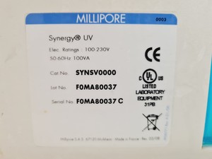 Thumbnail image of Millipore Synergy UV Water Purification System SYNSV0000 Lab