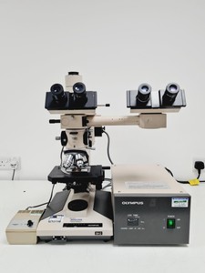 Thumbnail image of Olympus BH-2 w/ 7 x Objectives, Dualhead Bridge, Rotating Stage, BH2-KPA