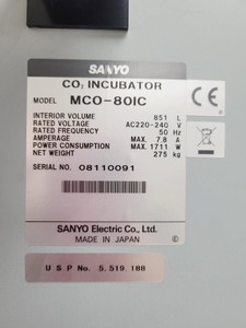 Thumbnail image of Sanyo MCO-80IC CO2 Incubator Lab