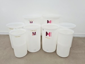 Thumbnail image of Assorted Millipore, Mobius & Thermo Scientific Polythene Drums & Trolleys