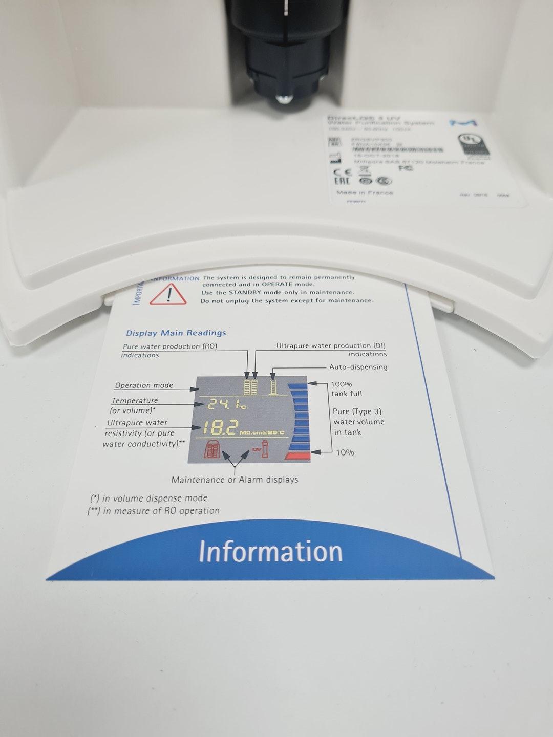 Image of Millipore Direct-Q 3 UV Water Purification Purifier System Lab