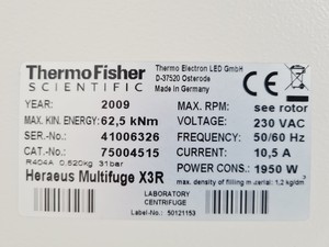 Thumbnail image of Thermo Scientific Heraeus Multifuge X3R Centrifuge with 4700RPM Rotor