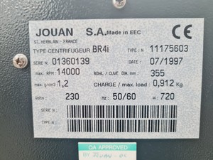 Thumbnail image of Jouan BR4i Refrigerated Centrifuge with S40 Rotor Lab