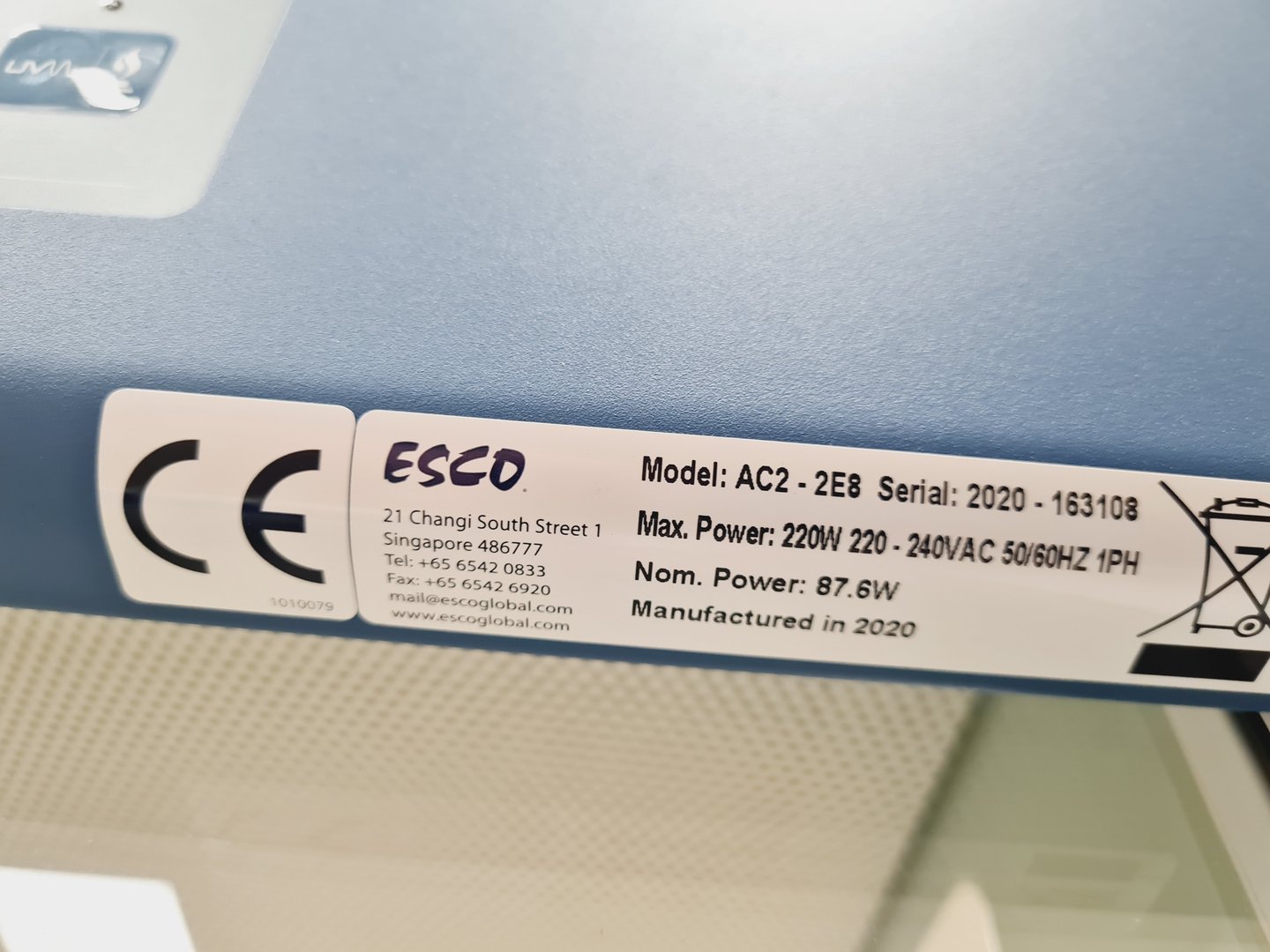 Image of Esco Class 2 BSC Airstream AC2-2E8 Safety Cabinet