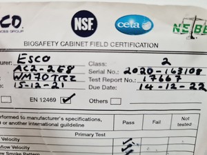 Thumbnail image of Esco Class 2 BSC Airstream AC2-2E8 Safety Cabinet