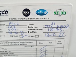 Thumbnail image of Esco Class 2 AC2-2E8 BSC Airstream  Safety Cabinet Lab