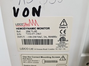 Thumbnail image of Lidcoplus Hemodynamic Monitor With HM71-02 Flow Regulator 