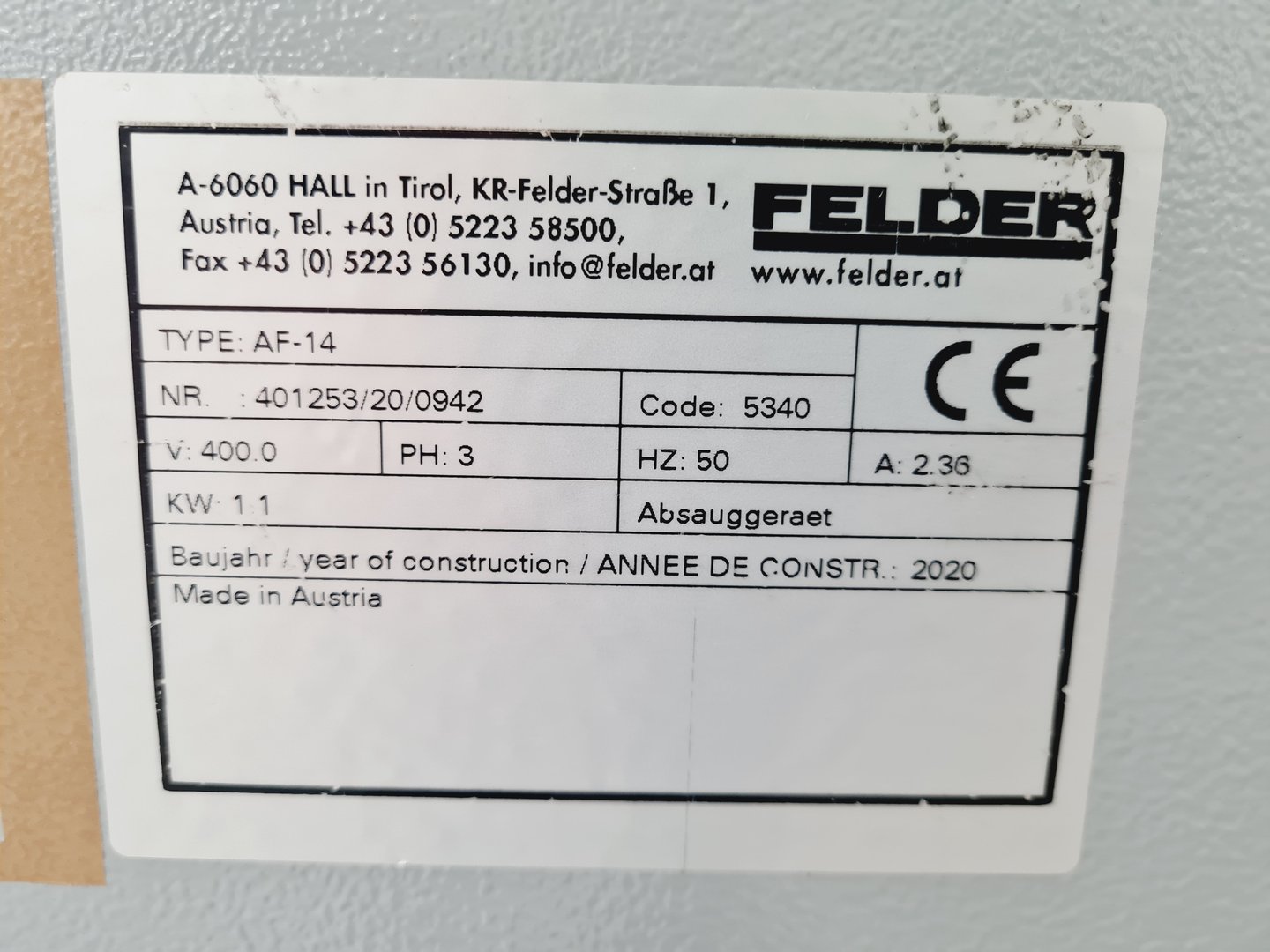 Image of Felder AF-14 AF 14  Extraction Unit