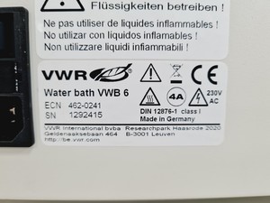 Thumbnail image of VWR 6L Water Bath Model VWB6 Lab