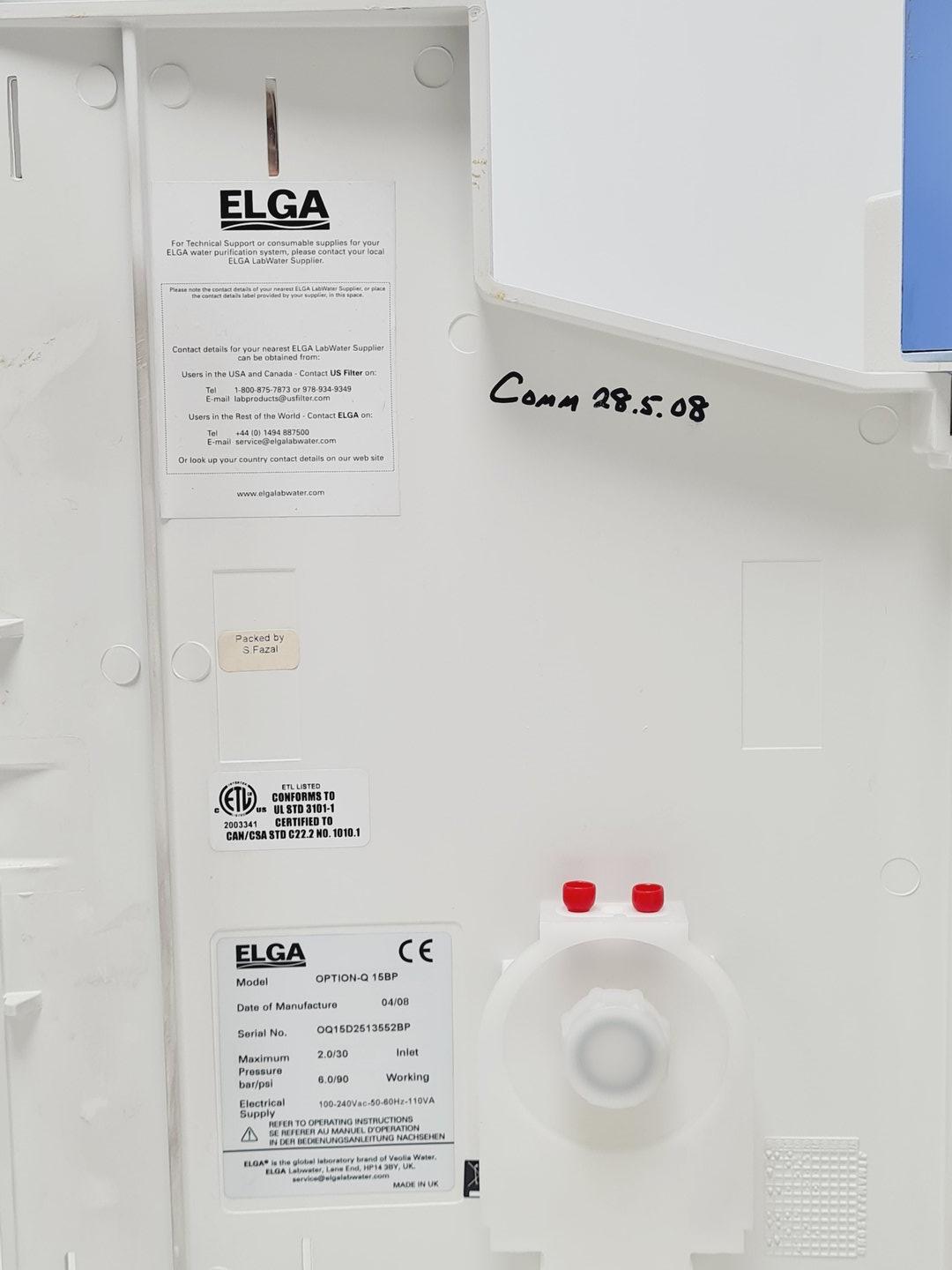 Image of ELGA Purelab Option-Q 15BP with 75L Reservoir Lab