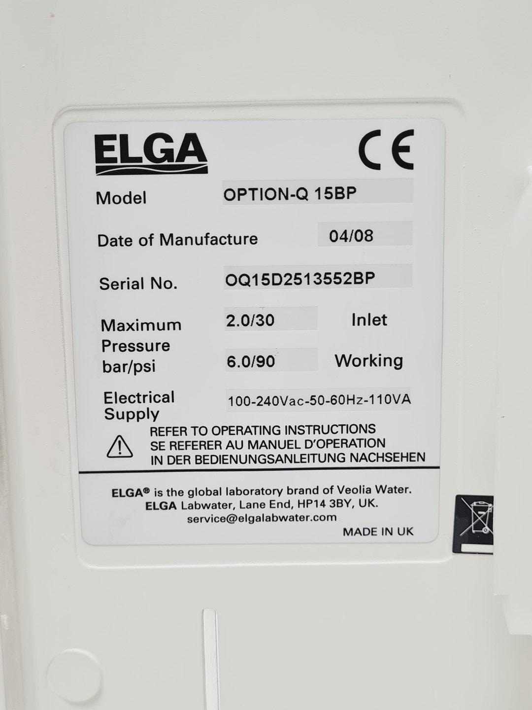Image of ELGA Purelab Option-Q 15BP with 75L Reservoir Lab