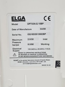 Thumbnail image of ELGA Purelab Option-Q 15BP with 75L Reservoir Lab