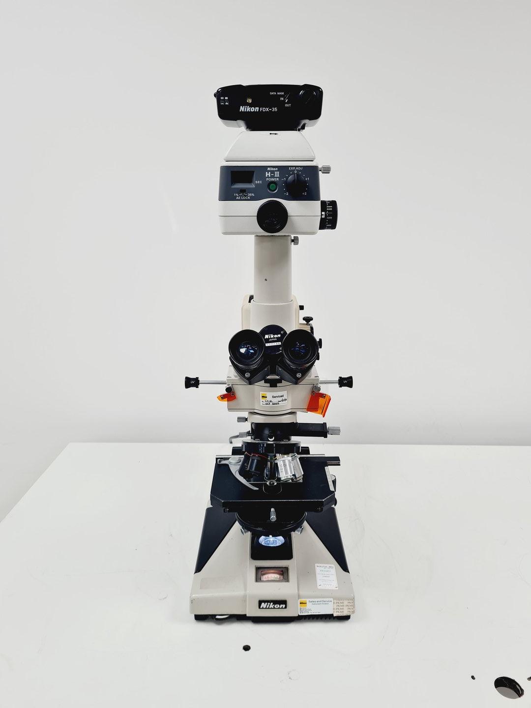 Image of Nikon Optiphot Microscope, Model H-III, FDX-35, HBO 100W, 5 x Objectives Lab