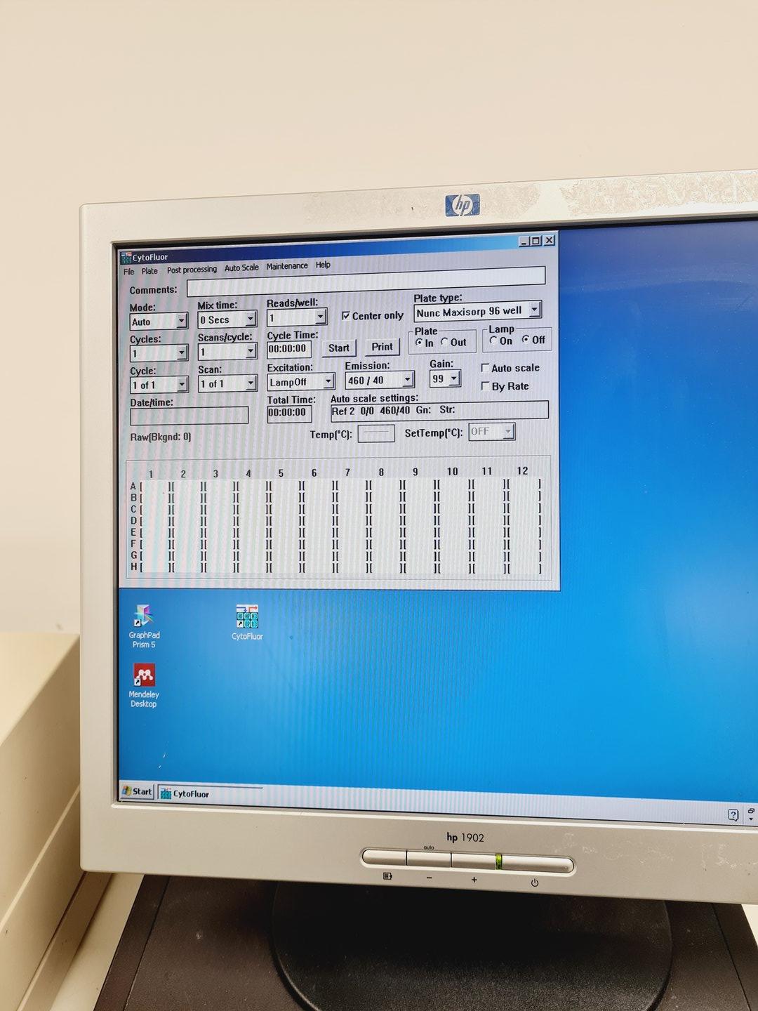 Image of CytoFluor Series 4000 System with CytoFlour & GraphPad Prism 5 Software Faulty